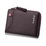 Men's Casual Short Wallet PU Leather Zip Coins Bag