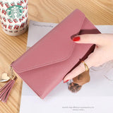 Women's Zipper Long Clutch Wallet Soft PU Leather Money Bag
