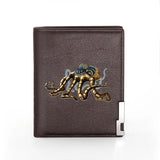 Punk Octopus Leather Wallet Steampunk Men Women Billfold Slim Credit Card/ID Hol