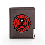 Men Wallet Leather Firefighter Billfold Credit Card Holder Money Bag