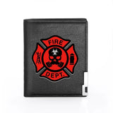 Men Wallet Leather Firefighter Billfold Credit Card Holder Money Bag