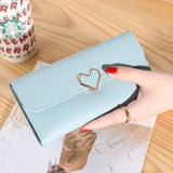 Lady's Purse Long Three Fold Heart Buckles Version Small Fresh