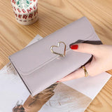 Lady's Purse Long Three Fold Heart Buckles Version Small Fresh