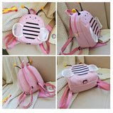 Girls Cotton Linen Backpack Children Honeybee Anti-lost Shoulder Bag