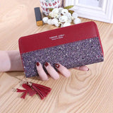 Frosted Sequins Long Wallet for Women Large-capacity