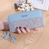 Frosted Sequins Long Wallet for Women Large-capacity