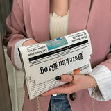 Newspapers Modeling Daily Chain Bag Envelope Clutch Shoulder Purse Evening Bags