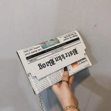 Newspapers Modeling Daily Chain Bag Envelope Clutch Shoulder Purse Evening Bags