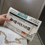 Newspapers Modeling Daily Chain Bag Envelope Clutch Shoulder Purse Evening Bags