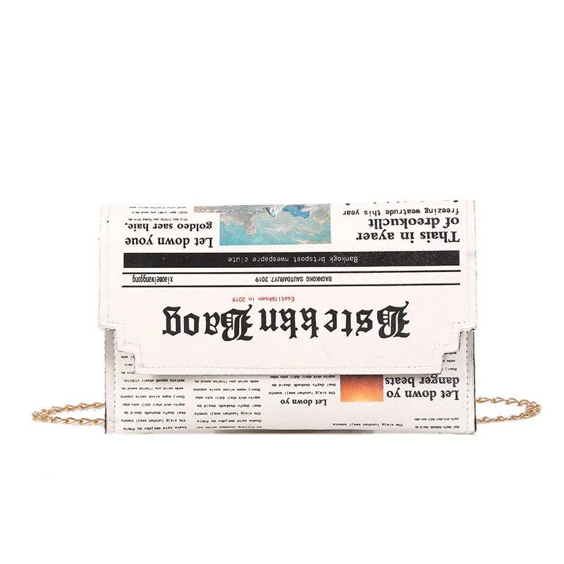 Newspapers Modeling Daily Chain Bag Envelope Clutch Shoulder Purse Evening Bags