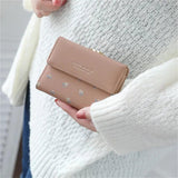Small Fresh Mini Ladies Money Clip with Flowers Short Buckle Wallet