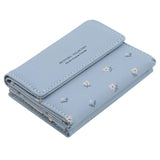 Small Fresh Mini Ladies Money Clip with Flowers Short Buckle Wallet