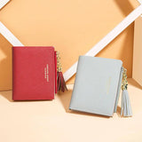 Tassel Women Wallet Small Short Leather Zipper Purse Clutch