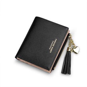 Tassel Women Wallet Small Short Leather Zipper Purse Clutch