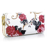 Mara's Dream Rose Print Double Zipper Clutch Bag