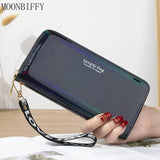 Holographic Long Wallet PU Leather Clutch Zipper Purse Phone Carteras