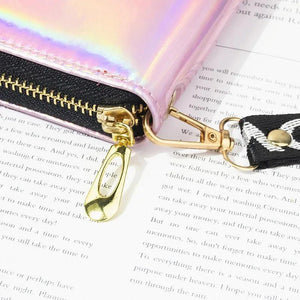 Holographic Wallet Long Zipper Purse Women Clutch PU Leather