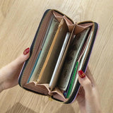 Holographic Wallet Long Zipper Purse Women Clutch PU Leather