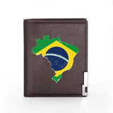 Brazilian Flag Map Cover Leather Wallet Slim Credit Card Holders