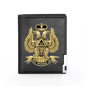 Classic Freemason 33 Deumque Jus Eagle Leather Wallet