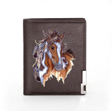 Horse Cover Leather Wallet Slim Credit Card Holders Short Purses