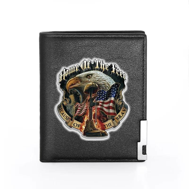 American Soldiers Leather Wallet Billfold Slim Credit Card/ID Holders