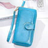 Oil Wax PU Leather Women Wallets Purses Long Zipper Wallet Money Bag