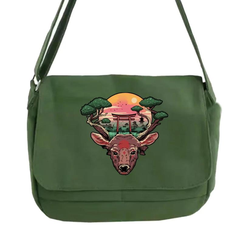 Japanese Art Messenger Bag Student Portable Japan Pattern Golden Bag