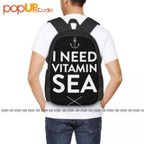 Vitamin Sea Fun Vegan Backpack Art Print Gym Tote Bag