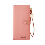 Gray Red Zipper Clutch Wallet Long PU Leather Money Bag