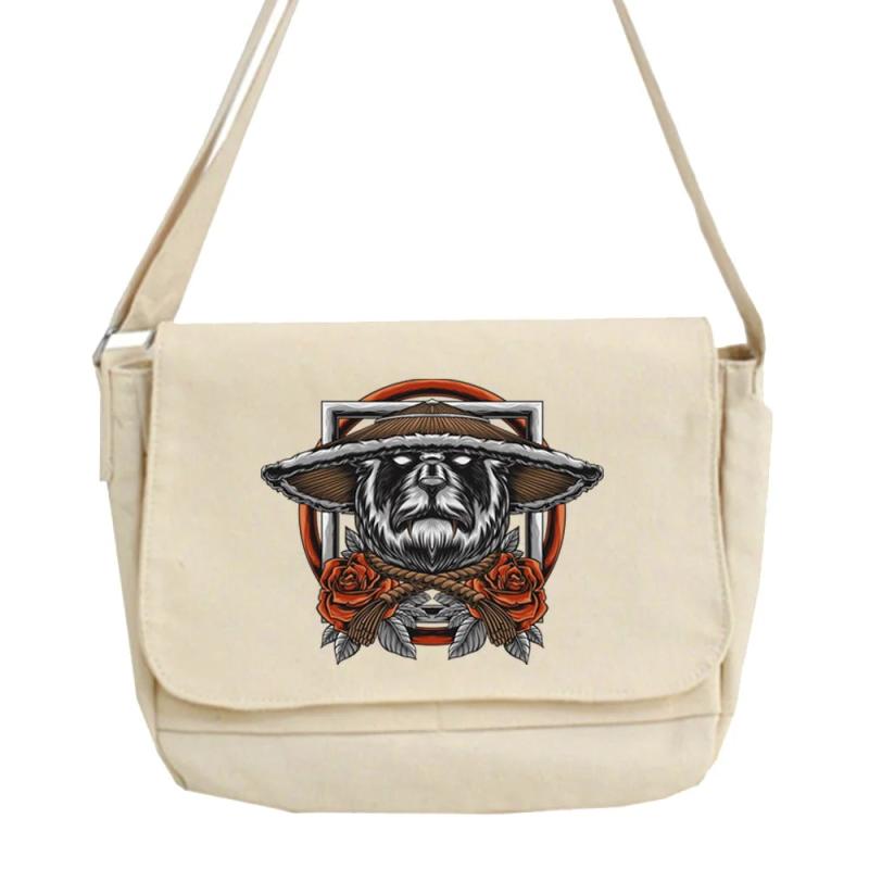 Samurai Pattern Messenger Bag Lazy Style Portable Student Bag