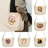 Cat Pattern Messenger Bag Student College Style Harajuku Portable Shoulder Bag