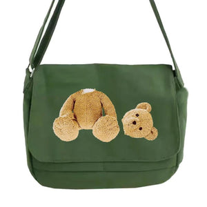 Japanese Bear Pattern Messenger Bag for College Students