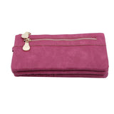 Women Dull Polish Leather Wallet Double Zipper Clutch Purse