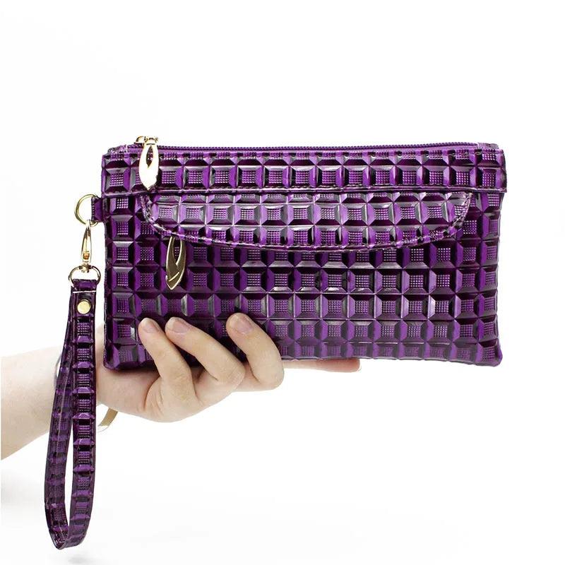 Leather Zipper Long Purse Clutch Bag Phone Bag