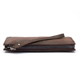 Retro Crazy Horse Leather Long Wallet Men Women Clutch Bag Handbag