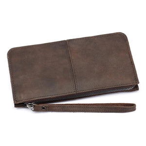 Retro Crazy Horse Leather Long Wallet Men Women Clutch Bag Handbag
