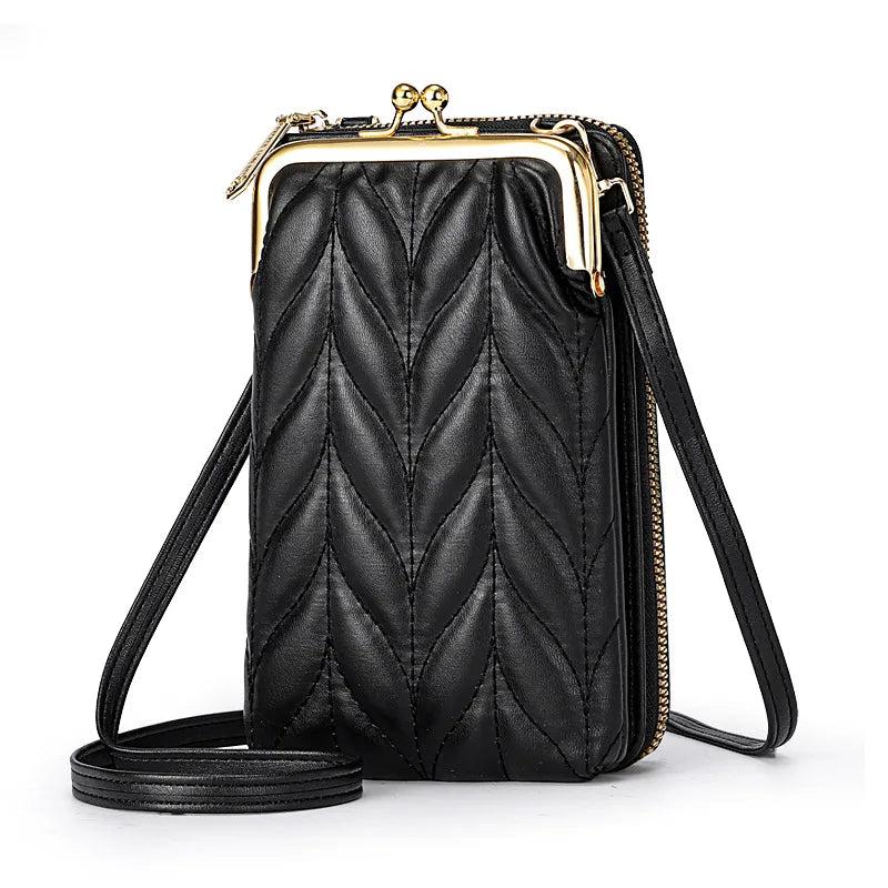 Women's Soft Leather Wallets Cell Phone Purse Messenger Bag