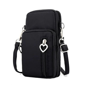 Crossbody Bag Unisex Three Zipper Messenger Purse Men Mobile Phone Wallet