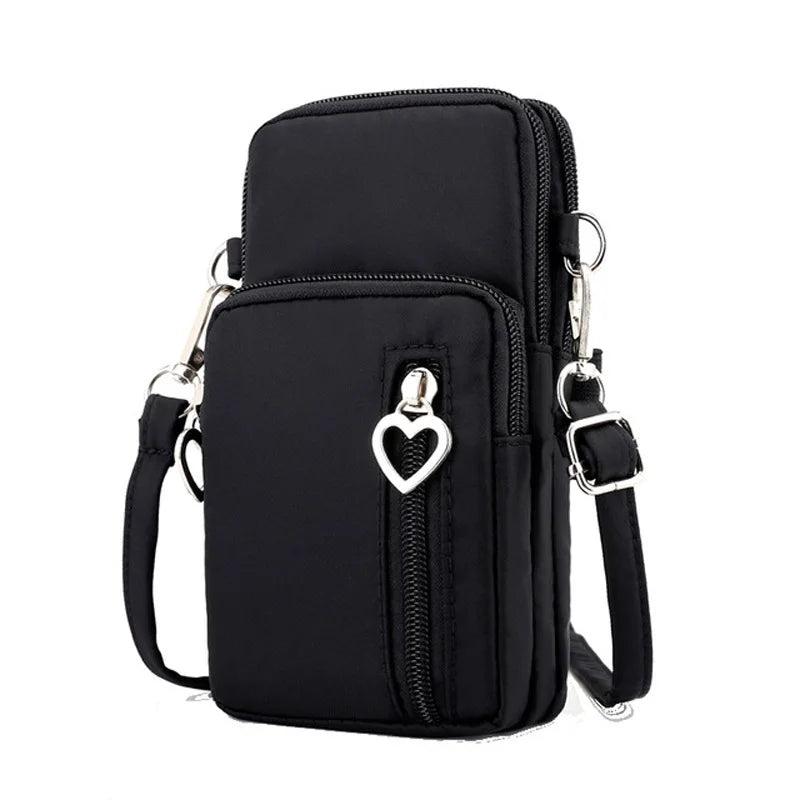 Crossbody Bag Unisex Three Zipper Messenger Purse Men Mobile Phone Wallet