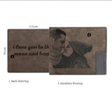 Engraved PU Leather Men's Bifold Wallet with Photo Inscription