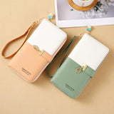 Women's PU Wallet Block Zipper Purse Handheld Money Pouch