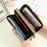 Women's Long Wallet Printed Wrist Clutch European American Double Zipper