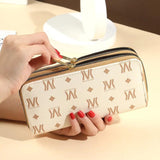Women's Long Wallet Printed Wrist Clutch European American Double Zipper
