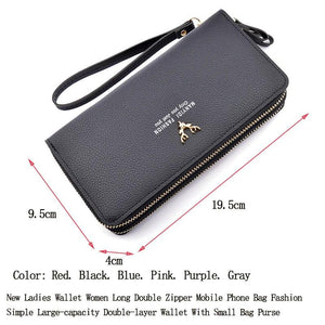 Women's Long Zipper Wallet with Mobile Phone Bag