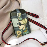 Mini Cartoon Print Leather Crossbody Bag Women Shoulder Messenger Clutch Purse
