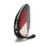 Leather Women Clutch Panelled Organizer Zipper Phone Bag Ladies Cowhide Wrist Ba