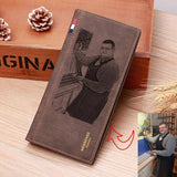 Engraved Photo Wallet Personalized Trifold PU Leather Holiday Gift