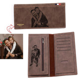 Engraved Photo Wallet Personalized Trifold PU Leather Holiday Gift