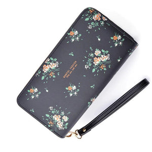 Women's Double Zipper Clutch Bag Long Print Large Capacity Wallet